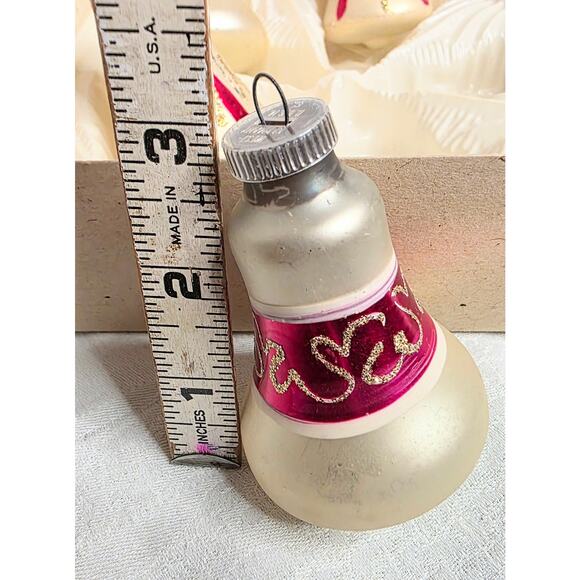 4 Vintage Hand Painted Bavarian White Gold Red Ornaments Bell Shaped (KMart) - Picture 4 of 4